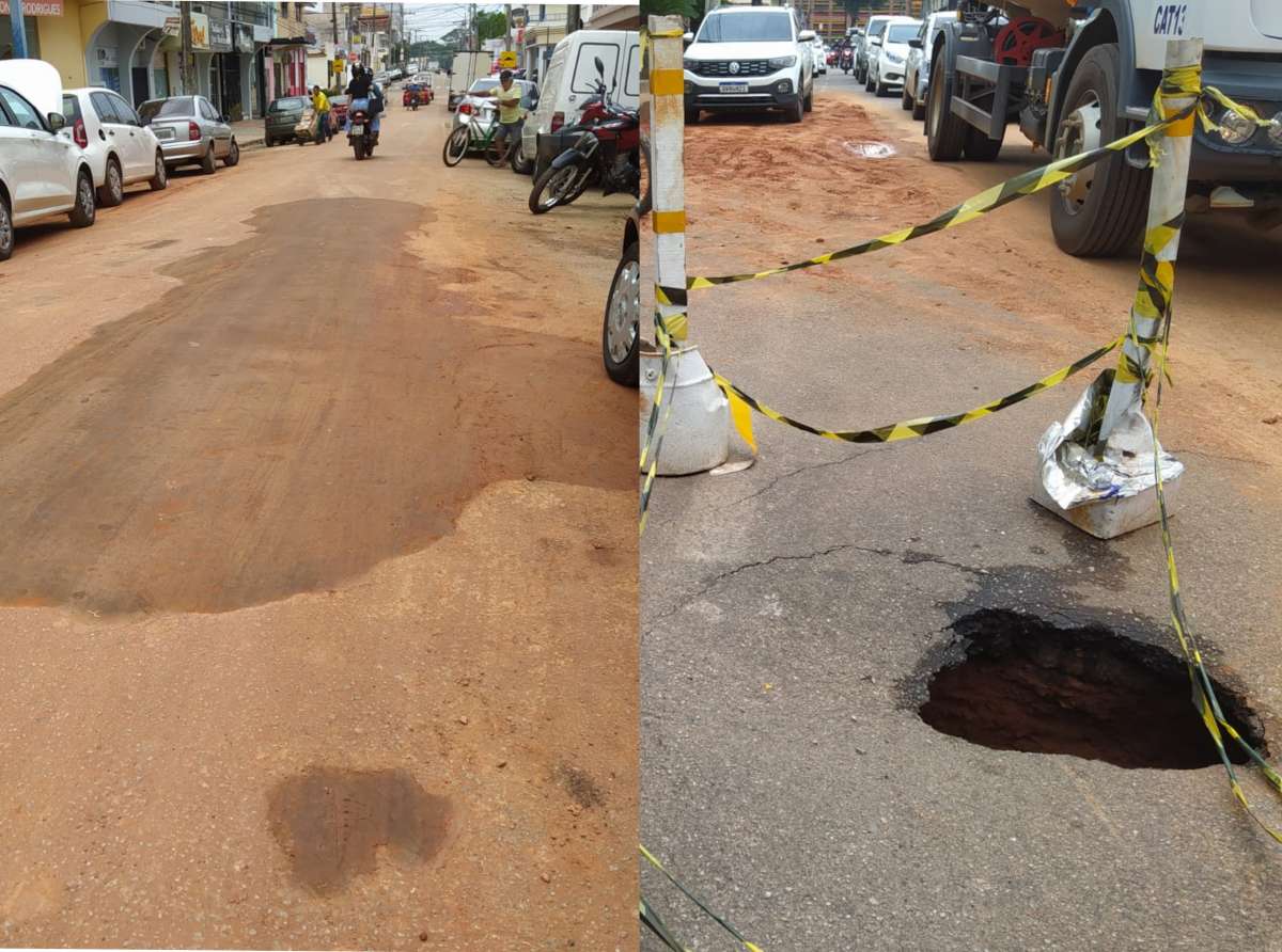 Prefeitura tapa buraco com barro e cratera causa transtorno na Coronel Alexandrino, no Bosque 