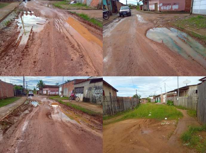Moradores do Bahia Velha reclamam da situação de rua cheia de buracos e lama: "estamos abandonados por esse prefeito "