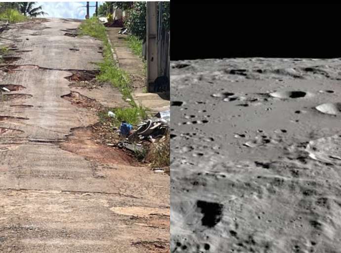 Morador compara rua no bairro Placas com superfície lunar: "gestão Bocalom deixou Rio Branco se transformar numa Lua" 